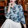 Camisa Estampada Elegante Feminina 2025 Primavera Nova Moda Elegante para o Trabalho Fina Manga Longa Solta