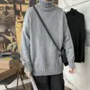 Suéter de Gola Alta Unissex Estilo Coreano Primavera e Outono, Estilo Japonês, Fresco e Simples, Estilo de Hong Kong, Suéter de Tricô Tendência Ins para Estudante