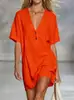 Vestido de Bolso Independente Transfronteiriço Amazon Casual Botão 2026 Nova Moda Feminina Europeia e Americana Verão Confortável Roupa Feminina