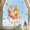 Brup Adesivo de Janela Lanterna Estrela-Lua Floral Retro Dupla Face Mesma Cor Eletrostático Decoração de Vidro para Janela Hs-Jd4937Q