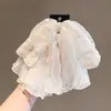Pin para Coleta de Seda Bordada Color Blanco Crudo de Alto Gama Coreano, Ambiente Romántico, Pasador de Pelo Estilo Hada
