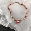 Solo Queda Una Mordida ~ Collar de Núcleo de Manzana Lindo con Cuentas, Cadena para Clavícula Linda e Interesante, Nicho Infantil y Versátil, Chica Dulce