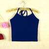 Top Corto de Algodón Ajustado con Cuello Halter y Cordones para Mujer, Tallas Grandes, Ombligo y Espalda al Descubierto, Venta al por Mayor de Otoño desde el Fabricante