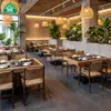 Nova Mesa e Cadeiras para Hot Pot Estilo Wabi-Sabi Chinês Fogão de Indução Integrado Restaurante Self-Service Espetos para Churrasco Restaurante de Arroz Cadeiras de Madeira Maciça