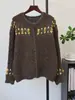 Novo Suéter Cardigan de Tricô Fair Isle Retrô Outono/Inverno 2026 Estilo Coreano Caimento Solto Gola Redonda Cardigan de Tricô Macio para Mulheres