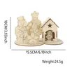 Decoração de Natal Desenho Animado Alce Árvore de Natal Casa de Madeira Quebra-Cabeça de Madeira Placa de Madeira DIY Suprimentos de Decoração de Mesa