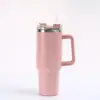 Taza Aislada Personalizada Transfronteriza de 40 oz con Gran Capacidad y Asa para Coche, Taza de Hielo de Acero Inoxidable de Doble Capa con Popote