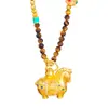 Collar de Piedra Ojo de Caballo Chapado en Oro Estilo Mismo que Tienda de Oro Puzuo, Cadena para Suéter Año del Caballo del Zodiaco Estilo Chino Nuevo para Mujer
