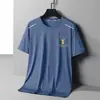Camiseta de verano de seda de hielo para hombre, cuello redondo, ropa de secado rápido, manga corta, delgada, transpirable, media manga, tops de talla grande, deporte para hombre, holgada, tendencia