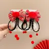 Pinza para el pelo de niña pequeña León Danzante Hanfu Borla Año Nuevo Accesorio para el pelo Peluca Princesa Lazo Adorno para el pelo Pinza para el pelo de niños