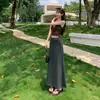 Saia Midi Yc & Retro de Cintura Alta que Cobre o Quadril, Saia Evasê Drapeada, Look Preguiçoso que Afina, Saia Casual Versátil, Saia Longa com Ondas