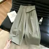 Pantalones Acampanados Cortos de Verano 2026 Estilo Coreano Chic de Diseño Nicho para Mujer, Nuevos Pantalones de Trabajo Adelgazantes de Nueve Puntos para Figuras Pequeñas