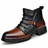 Novedad de Otoño Botas Martin Estilo Británico Botines Vintage Cremallera Lateral Forro de Lana Cálidos Botas Chelsea Botas Moteras Hombre