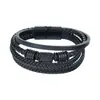 Pulsera Multicapa de Cuero Negro Transfronteriza para Hombres, Pulsera con Hebilla Moderna y Versátil para Mujeres, Accesorios de Lujo Ligero de Alta Gama Personalizados