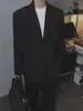 Blazer Acolchoado no Ombro Estilo Old Money para Homens, Caimento Solto, Tendência Primavera-Outono Estilo Coreano, Moda de Rua, Legal e Estiloso Terno DK