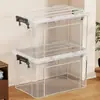 Caja de almacenamiento para libros viejos para uso doméstico, bolsa de almacenamiento de plástico engrosado con asa, organizador transparente para libros, ropa, juguetes y bocadillos