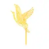 Tarjeta de Pastel de Acrílico Wind Golden Crane Xiangyun para Celebrar Cumpleaños Estrella Decoración de Pastel de Cumpleaños Enchufe Bendición