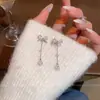 Pendientes de aro con forma de lazo y gota de agua de circón estilo coreano para mujer, Pendientes de diseño nicho de lujo ligero, Accesorios para orejas elegantes y versátiles