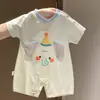 Roupa Infantil 2026 Verão Novo Estilo Elefante de Desenho Animado Fofo Macacão Confortável Macacão de Engatinhar Casual para Exterior Novo Macacão