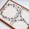 Colar Longo de Pérolas da Moda Nova Transfronteiriça com Pérolas de Imitação de Zircônia em Forma de Folha, Colar Longo Elegante e Luxuoso para Mulheres