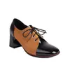 Nuevos zapatos de cordones con costuras para primavera y otoño para mujer, zapatos romanos retro, tacón grueso, tacones altos, tallas 40-43, zapatos de comercio exterior