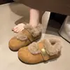 Zapatos Birkenstock de Suela Gruesa para Aumentar la Altura con Felpa Gruesa Totalmente Cerrados para Mujer Estilo Nuevo 2026 Zapatos de Algodón con Piel para Invierno Botas de Nieve Mocasines
