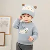 Chapéu de Bebê para Outono e Inverno, Chapéu de Lã Espesso com Desenho de Orelhas para Bebês Meninos, Chapéu de Bebê para Uso Externo no Inverno