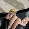 Anel com Fecho Redondo em Prata Esterlina S925 com Textura de Trabalho Pesado e Zircônia para Dedo Indicador Feminino Estilo Simples de Luxo Leve Brilhante Nicho