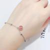 Pulseira de Coração de Cristal de Morango S925 para Menina Contas Redondas Luz da Lua Pó de Sha de Feijão Joias Estilo Coreano Doce e Fresco para Mulheres