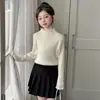 Suéter para Niña 2026 Nuevo Otoño Ropa Interior Básica Infantil Una Pieza Polar Ropa de Otoño Cuello Redondo Tejido Ropa de Hilo Primavera Otoño