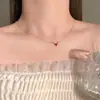 Diário All-match S925 Sterling Silver Aquamarine Butterfly Colar Mulheres Color-free Niche High-end Light Luxury New Clavicle Chain