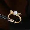 Accesorios DIY Plata de Ley S925 Exquisito Anillo de Perlas con Lazo Dulce Base de Anillo Producto Semiacabado 3-8 mm