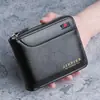 Carteira Masculina Europeia e Americana Curta Moda Spliced Couro Wax Oil Wrap-Around Tri-Fold Dobradiça Bolsa Porta-Moedas Atacado