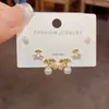 Verano Nueva Moda Fresco Juego Completo de Diamantes Pétalo Perla Cereza Pendientes Diarios Versátiles Pendientes de Gama Alta