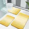 Alfombra de suelo a rayas degradadas de cachemir sintético simple, alfombra absorbente antideslizante para baño, alfombrilla de inodoro, juego de tres piezas de alfombrillas para pies de baño