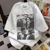 Camiseta de Seda de Leite Estilo Americano High Street Estampada com Personagem Manga Curta, Loose Street Style Nicho Doce e Picante Top de Casal, Tendência