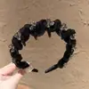 Diadema de cristal envuelta en malla de lujo ligero de alta gama con dientes, pinza para el pelo antideslizante, diadema esponjosa para la parte superior de la cabeza, accesorios para el cabello, tocado