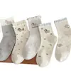 Calcetines finos de verano algodón de Xinjiang verano media pantorrilla estilo ins patrón de cachorro lindo encaje de dibujos animados calcetines sin costuras