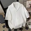 Camisa Masculina Manga Curta com Gola Cubana, Estilo Fino de Verão com Caimento Fluido, Camisa Casual Cool e Moderna Estilo Coreano