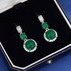 Suministro directo de fábrica nuevos pendientes de imitación de calcedonia verde para mujer moda coreana retro estilo Hong Kong microincrustación全钻 pendientes de lujo ligero