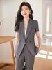 Traje de verano de manga corta con cuello pequeño, abrigo, pantalones de mujer, falda, traje de verano de tres piezas, nueva moda profesional 2025