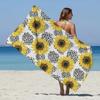 Suministro Transfronterizo de Toallas de Playa Cuadradas de Microfibra, Toallas Chal, Toallas Cuadradas, Serie Girasol, Pedido Mínimo de Una Pieza
