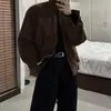 Jaqueta Bombeiro Retrô Asclo Outono Novo Estilo Coreano Tendência Jaqueta de Camurça Gola Alta com Zíper Masculina