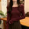 Tecido de fio de núcleo Torção-consciente top de tricô de um ombro para mulheres, camada base para primavera e outono, suéter para usar por baixo, top de nicho
