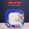 Prato Quadrado de Cerâmica Esmaltada de Alta Qualidade Prato de Louça Doméstico Porcelana Óssea Jingdezhen Prato Estilo Palácio Prato Estilo Chinês Prato de Ponta