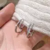 Pendientes de Aro Pequeños Sencillos de Doble Capa Incrustados con Diamantes, Nuevo Estilo 2025, Estilo Diosa Elegante, Pendientes Personalizados, Lujo Ligero y Sensación de Alta Gama