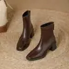 Botas Martin para Mujer Estilo Nuevo Otoño/Invierno Estilo Británico Punta Cuadrada Tacón Alto Botas Tacón Grueso Cremallera Trasera Botas Individuales Botas Cortas Botas para Mujer