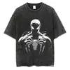 [Lavado Transfronterizo] Camiseta Retro de Algodón Lavada de Superhéroe Marvel Spider-Man Vengadores Hip-Hop Street para Hombres y Mujeres