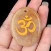 2338-Cristal Natural Ágata Grabado Símbolo Om Piedra de Palma Runa de Yoga Llavero DIY Colgante Accesorios