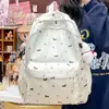 Mochila Fofa Original Estilo Japonês Floral Azul Chapéu Cachorro Dachshund para Alunos do Ensino Fundamental e Universitários